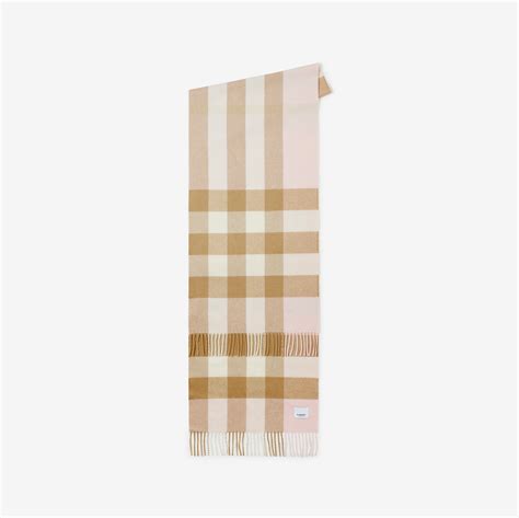 alabaster pink check cashmere scarf